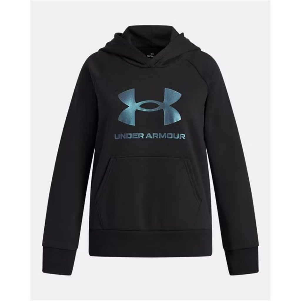 Sudadera con capucha para niñas Under Armour Rival Flc Shimmer Hdy negra