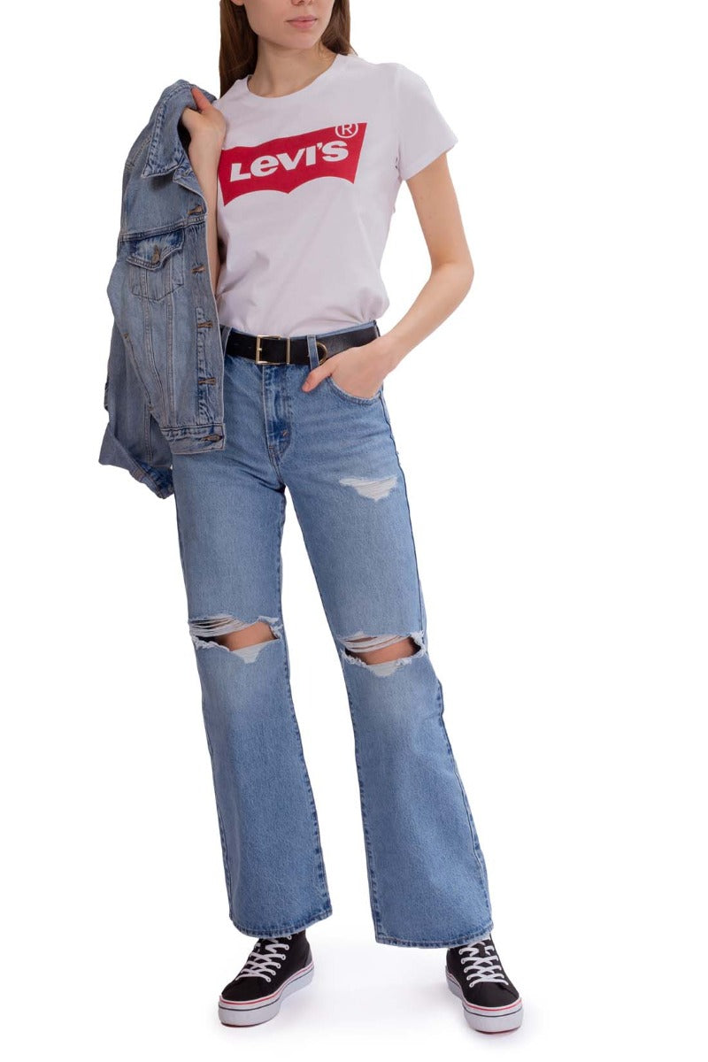 LEVI'S Women - White cotton Batwing logo T-Shirt-0