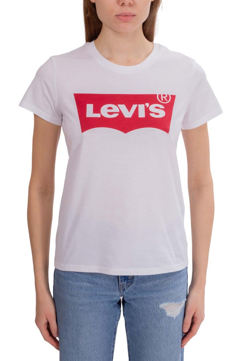 LEVI'S Women - White cotton Batwing logo T-Shirt-1