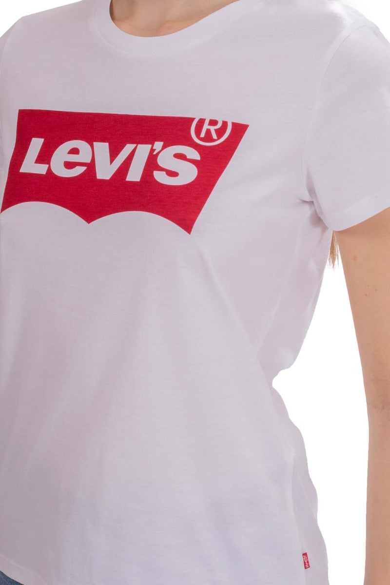 LEVI'S Women - White cotton Batwing logo T-Shirt-3