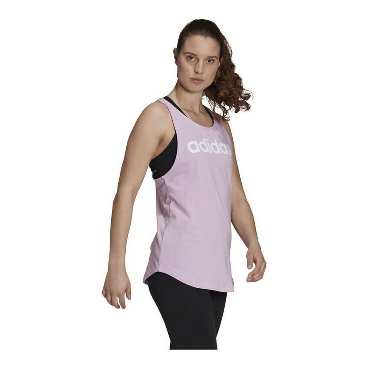 Camiseta sin mangas para mujer Adidas Essentials Logo Lavanda-4