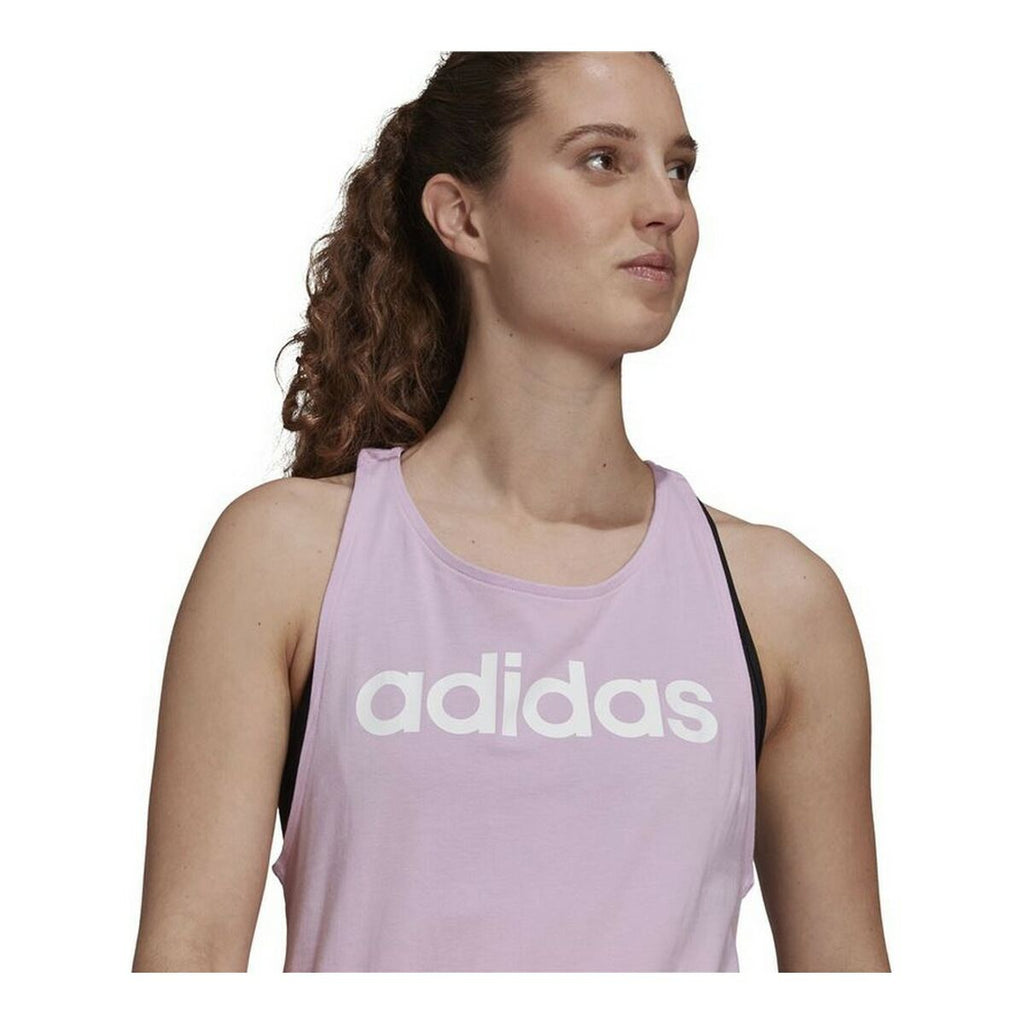Camiseta sin mangas para mujer Adidas Essentials Logo Lavanda-2