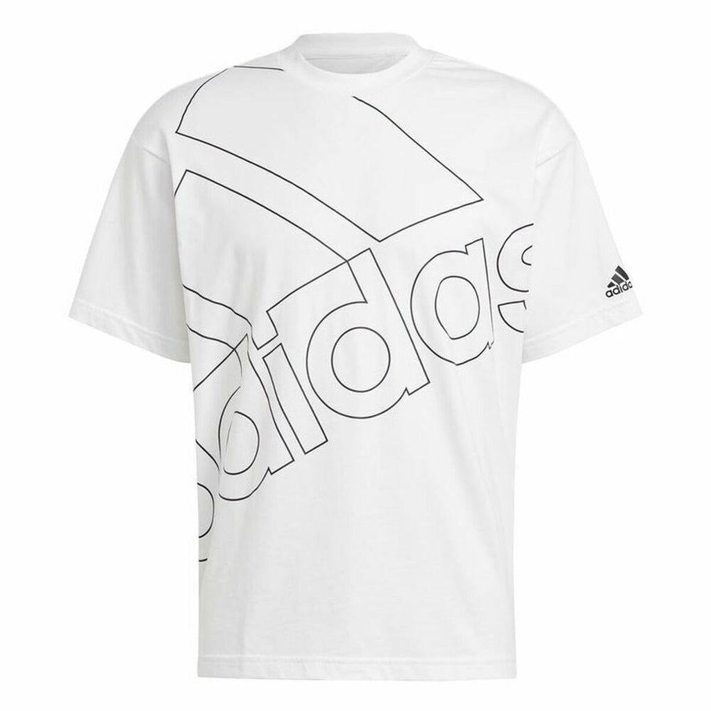Camiseta de manga corta para hombre Adidas con logo gigante, color blanco.-2