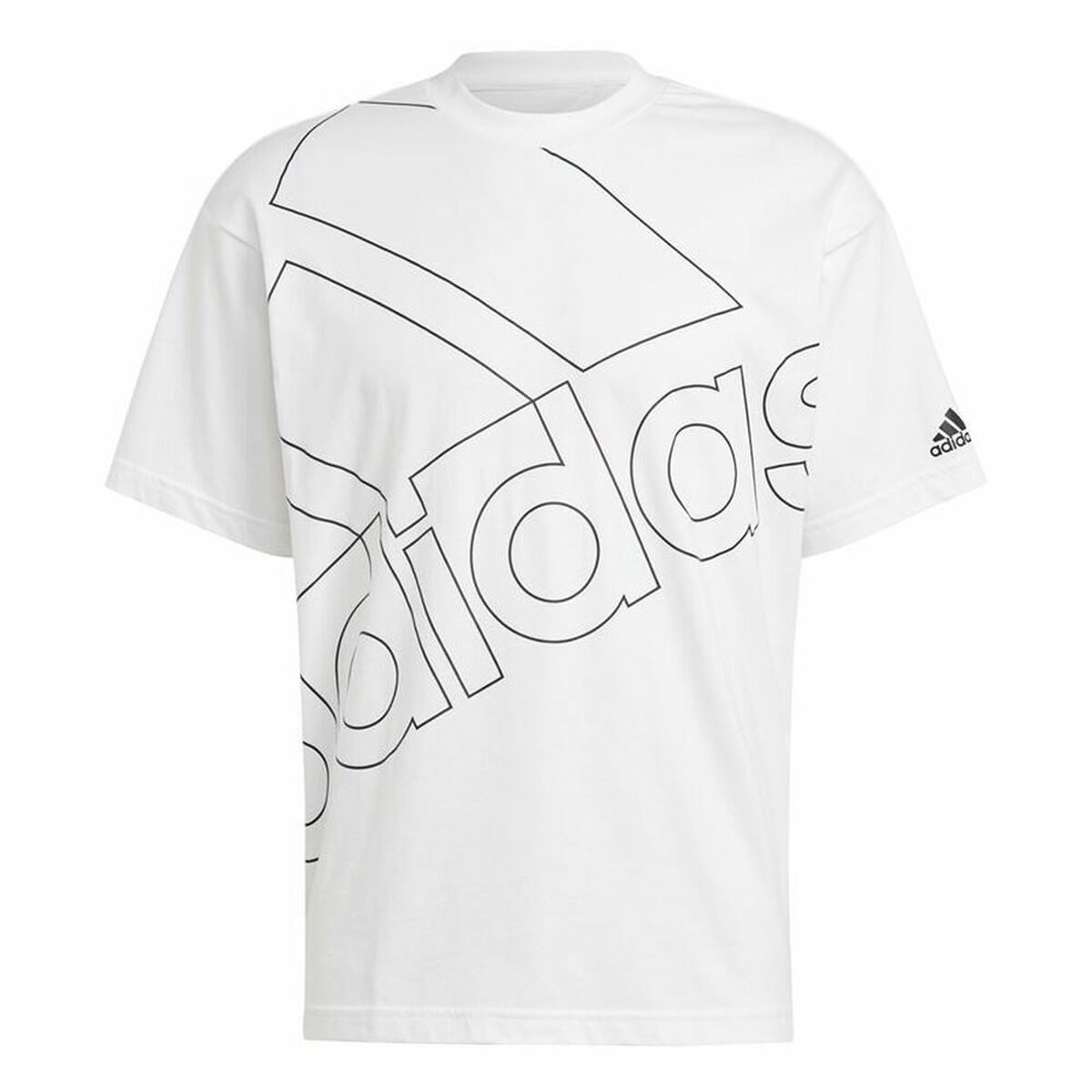 Camiseta de manga corta para hombre Adidas con logo gigante, color blanco.-2