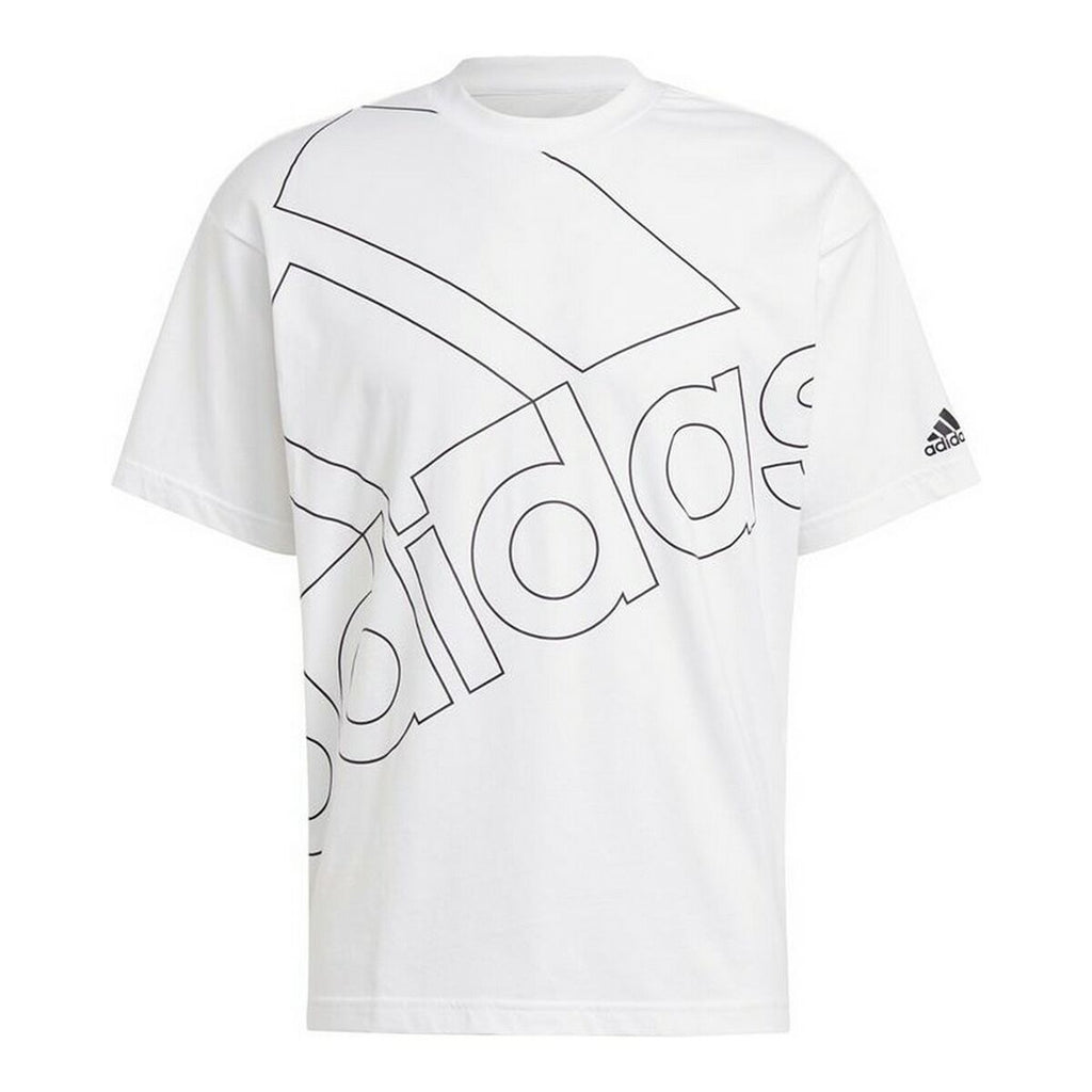 Camiseta de manga corta para hombre Adidas con logo gigante, color blanco.-0