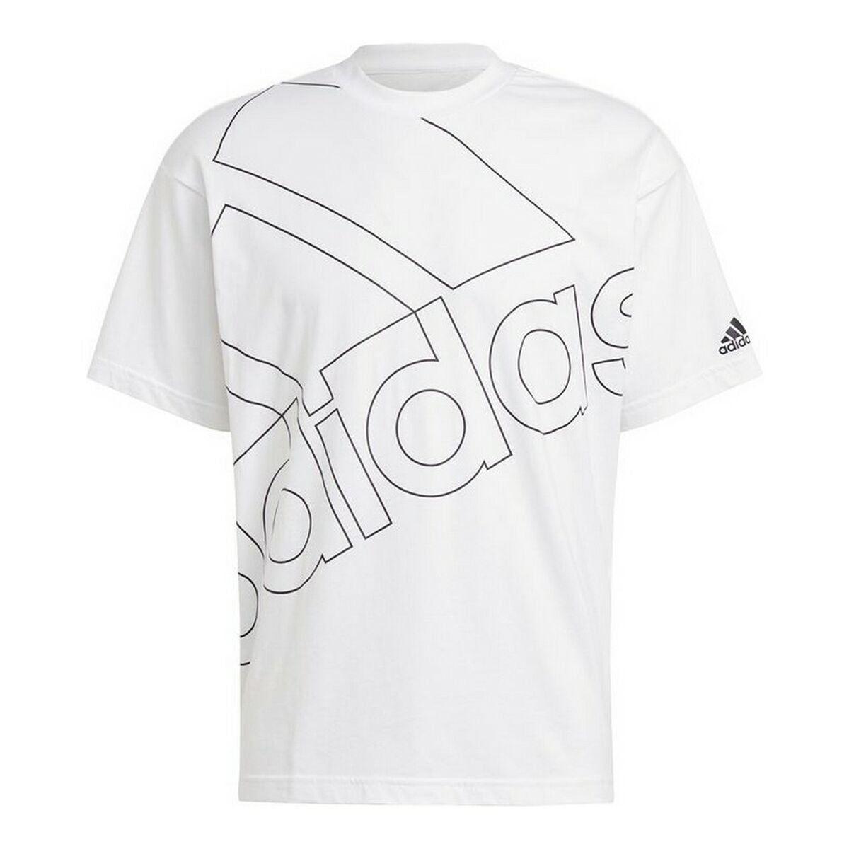 Camiseta de manga corta para hombre Adidas con logo gigante, color blanco.-0