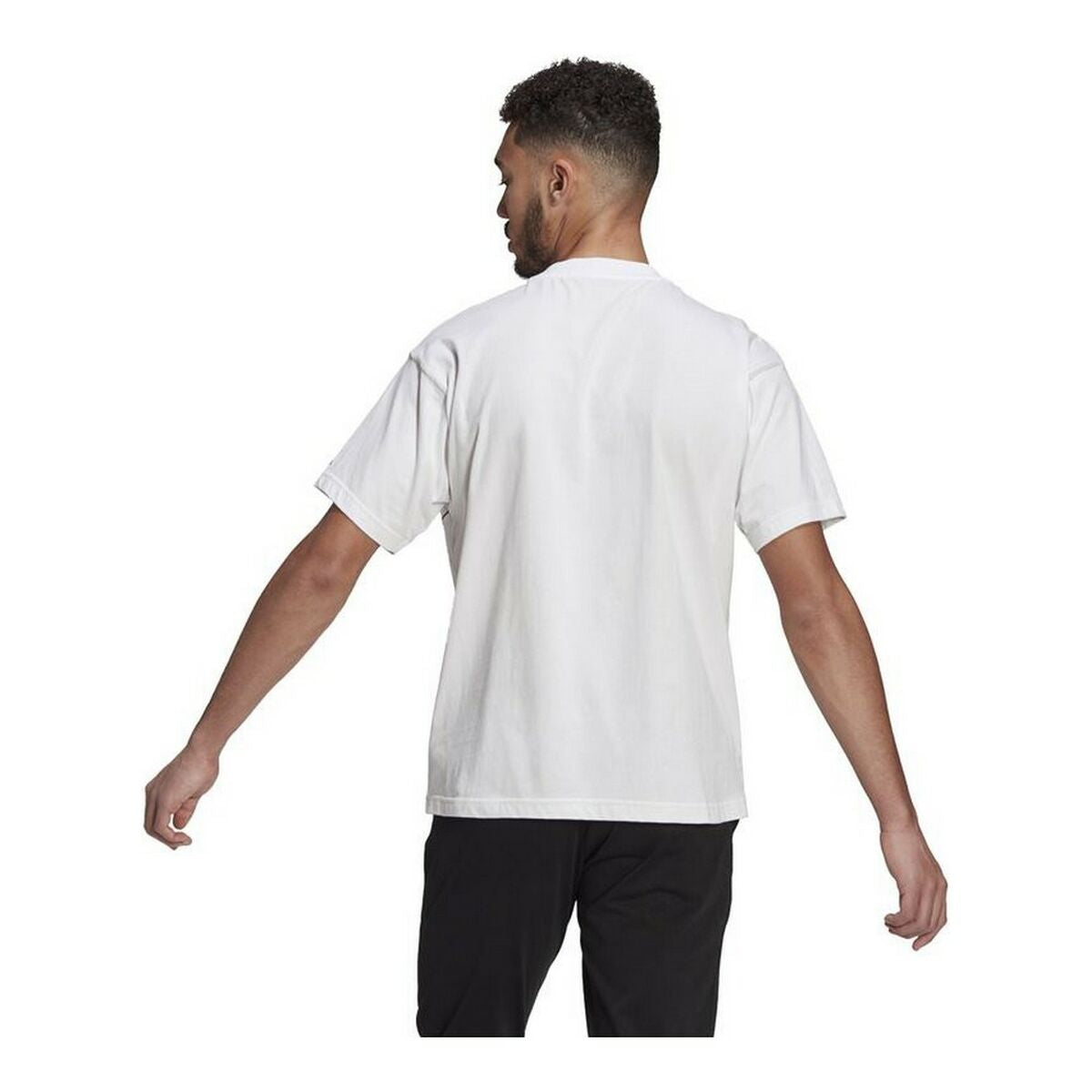 Camiseta de manga corta para hombre Adidas con logo gigante, color blanco.-8