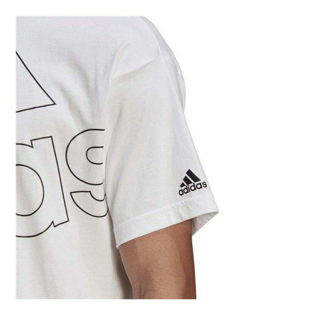 Camiseta de manga corta para hombre Adidas con logo gigante, color blanco.-7