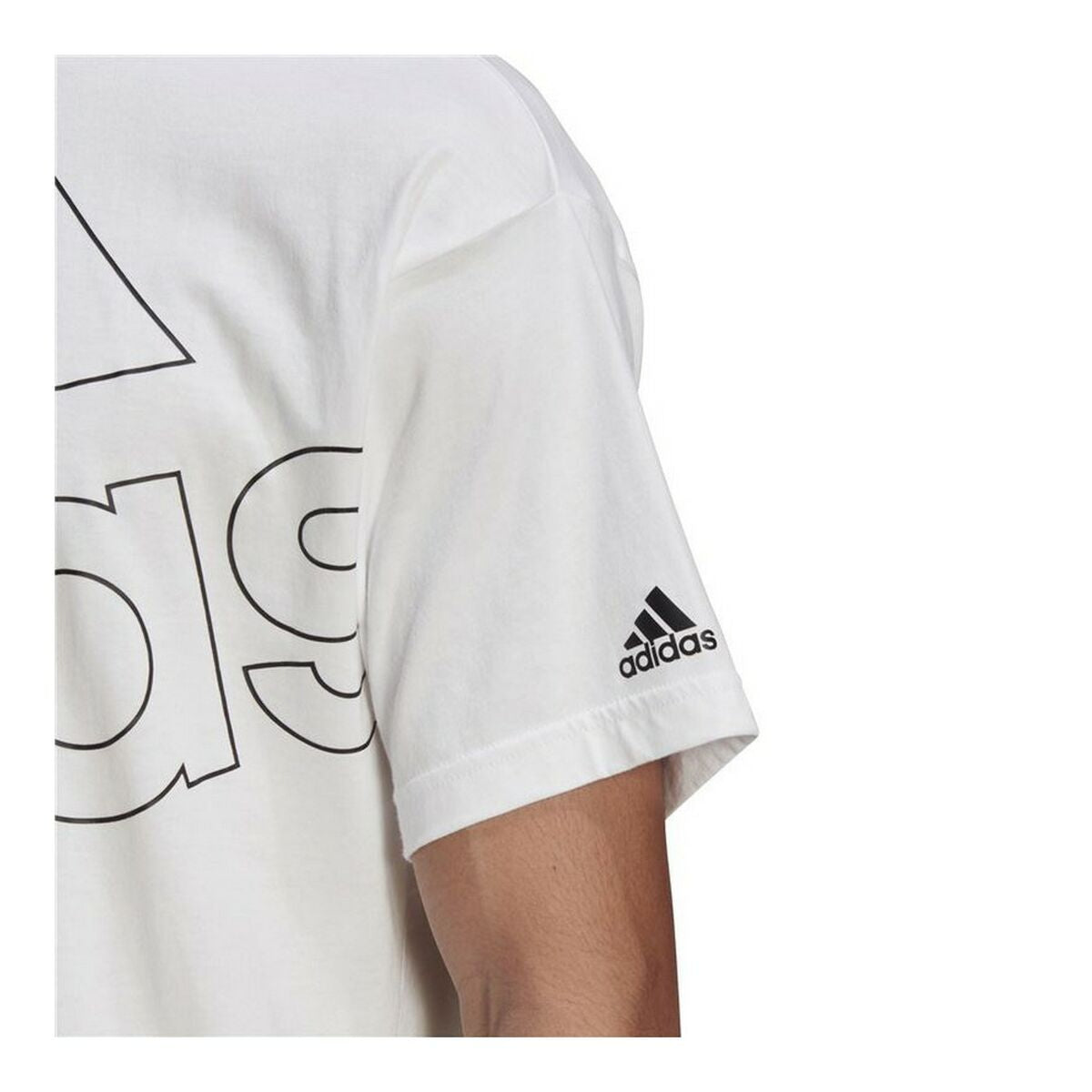 Camiseta de manga corta para hombre Adidas con logo gigante, color blanco.-7