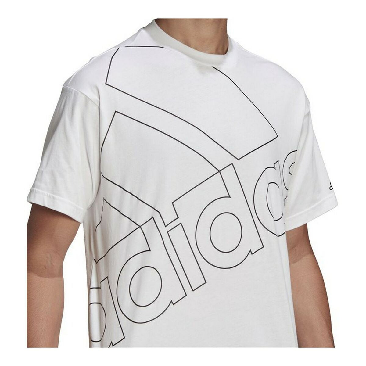 Camiseta de manga corta para hombre Adidas con logo gigante, color blanco.-6