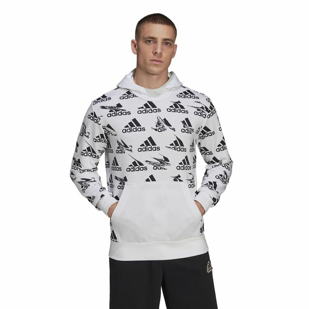 Sudadera con capucha para hombre Adidas Essentials Brandlove blanca-6