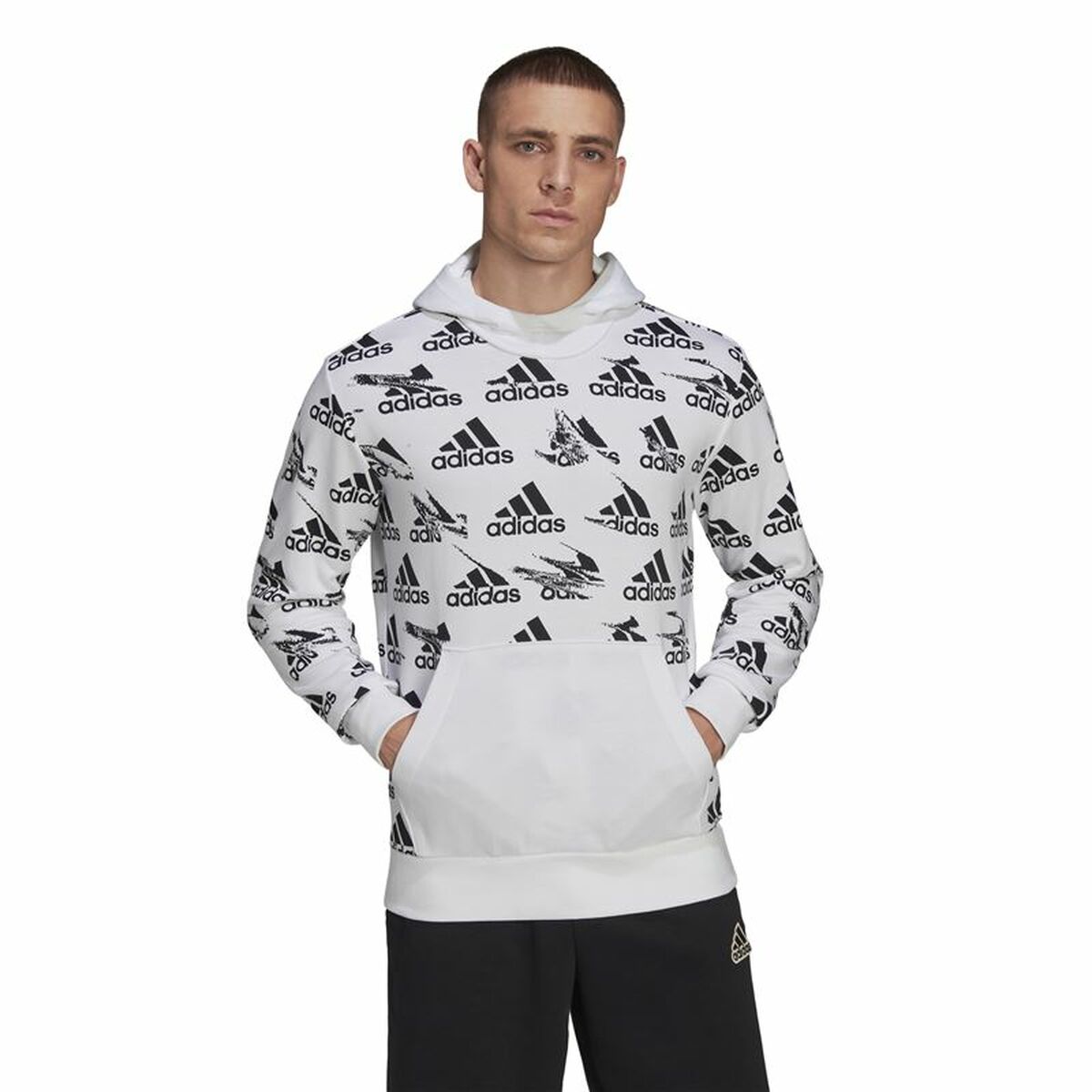 Sudadera con capucha para hombre Adidas Essentials Brandlove blanca-6