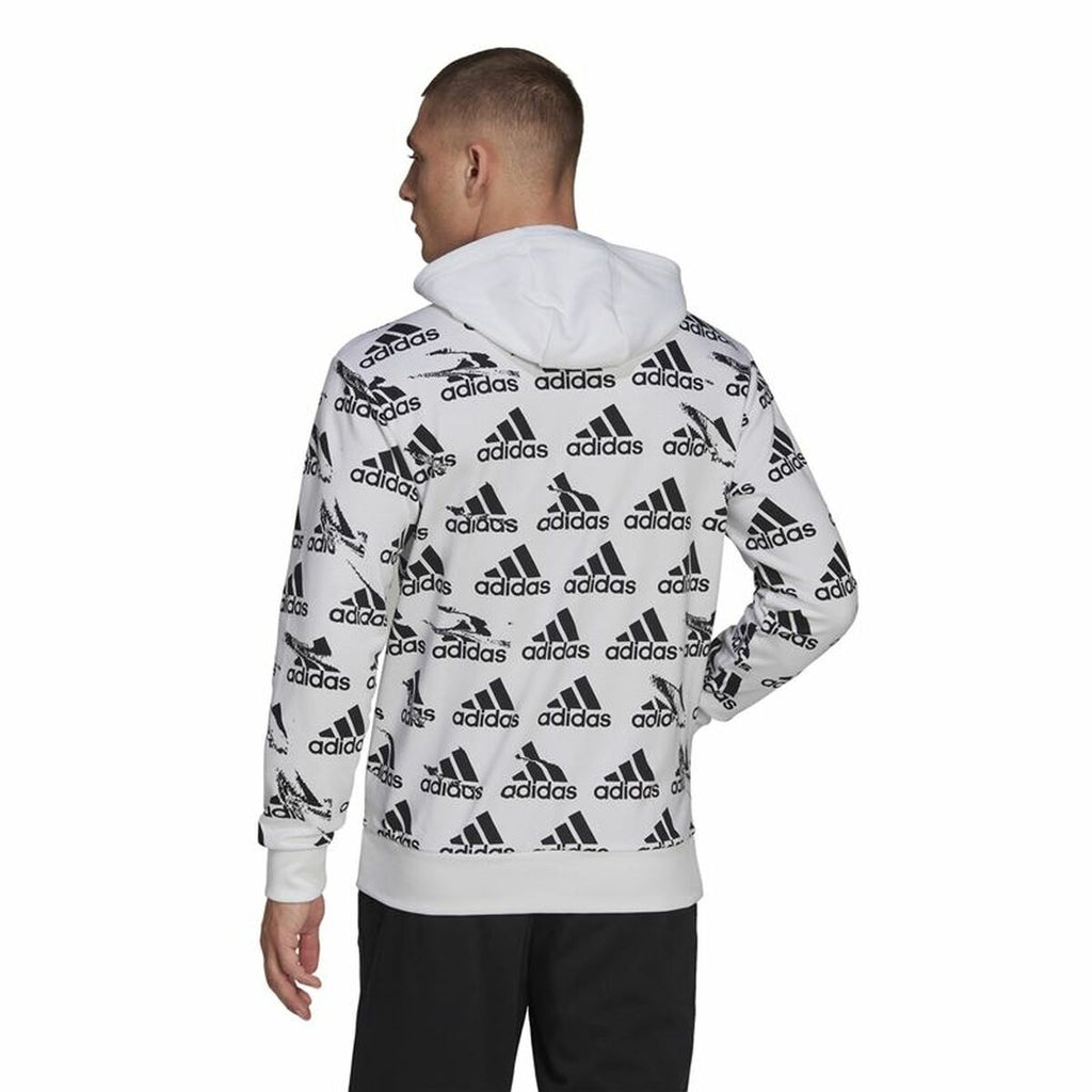 Sudadera con capucha para hombre Adidas Essentials Brandlove blanca-5