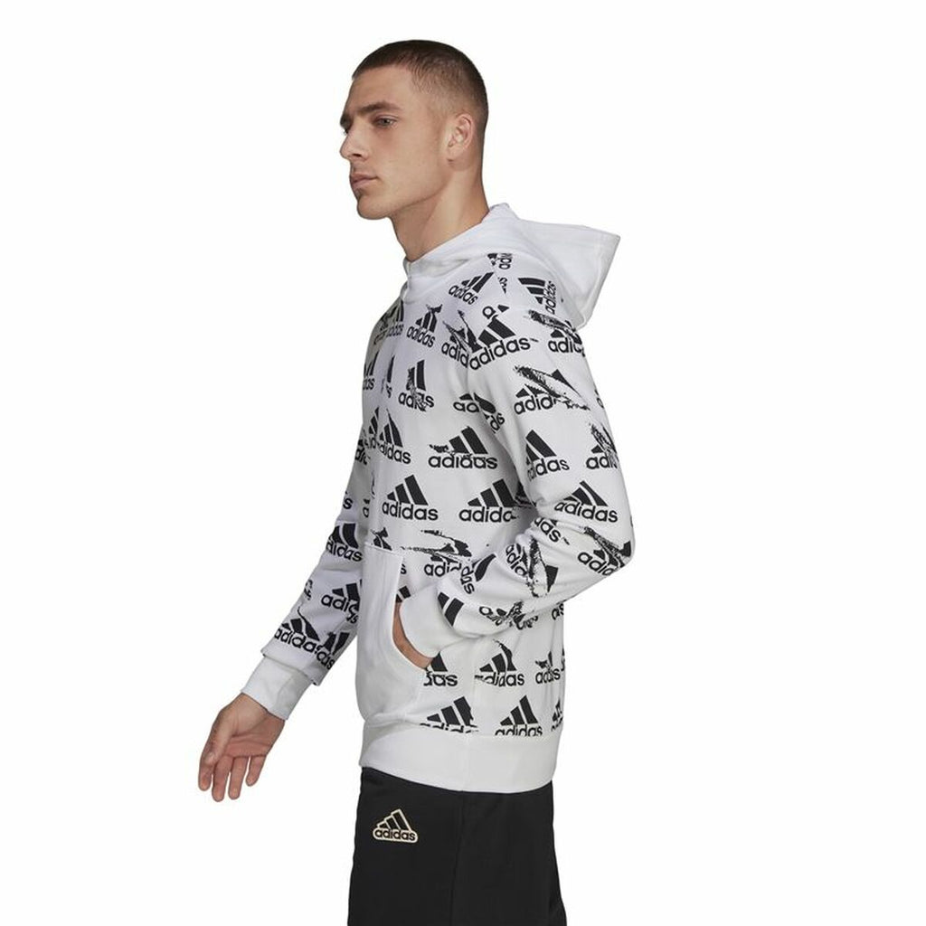 Sudadera con capucha para hombre Adidas Essentials Brandlove blanca-4