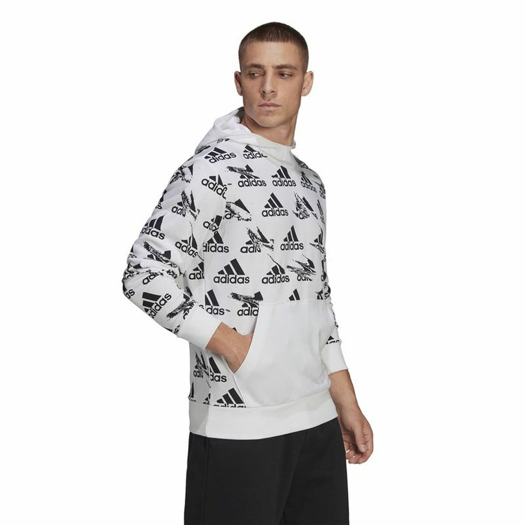 Sudadera con capucha para hombre Adidas Essentials Brandlove blanca-3