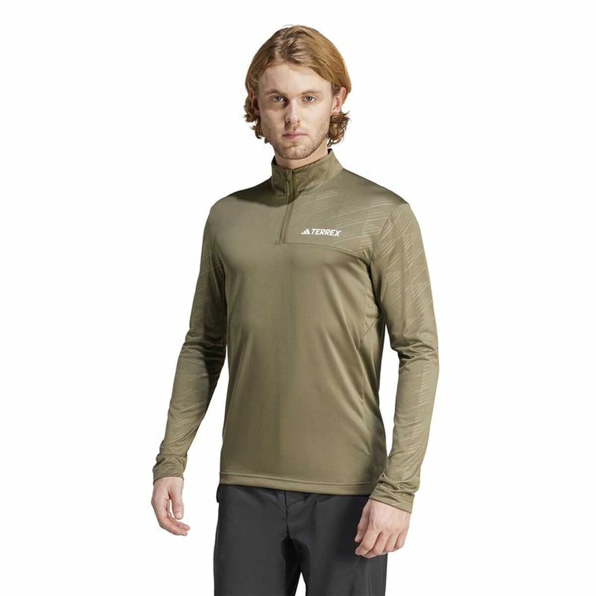 Sudadera de hombre sin capucha Adidas Mst Half Zip Ls Marrón-5