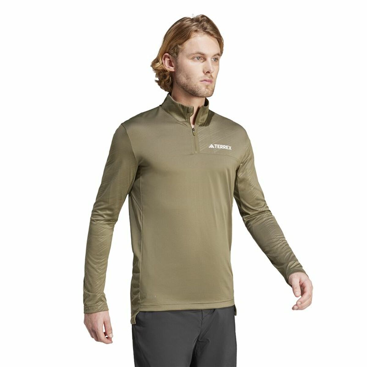 Sudadera de hombre sin capucha Adidas Mst Half Zip Ls Marrón-3