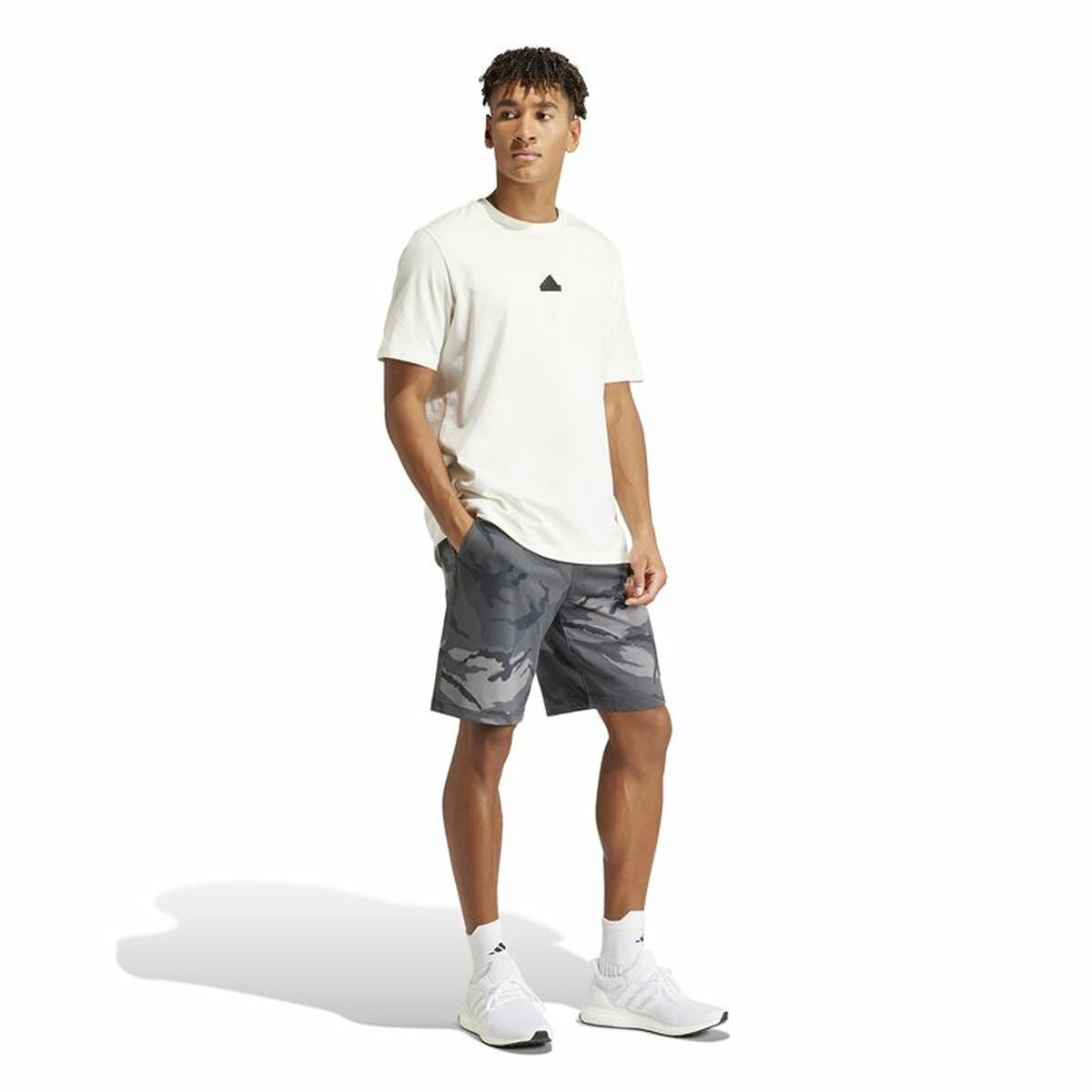 Pantalones cortos deportivos Adidas Camuflaje Gris-4