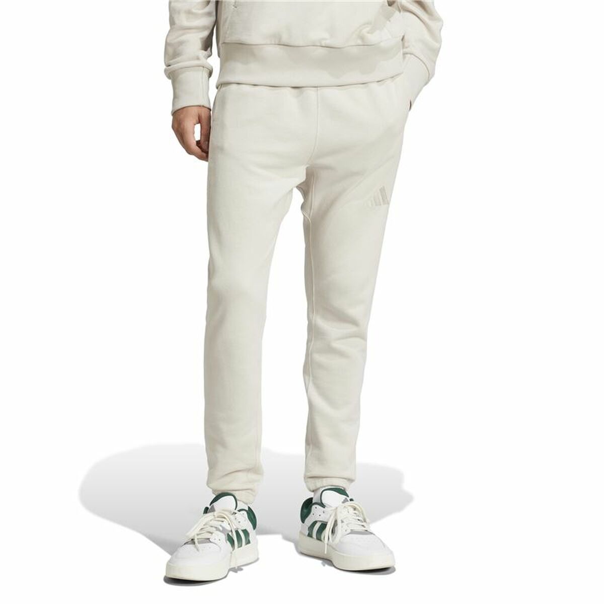 Pantalones deportivos largos Adidas All Szn French Terry Regular Tapered Blanco Beige para hombre-7