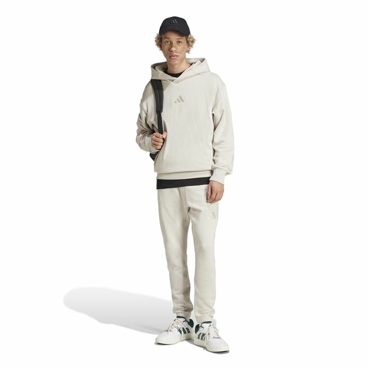 Pantalones deportivos largos Adidas All Szn French Terry Regular Tapered Blanco Beige para hombre-5