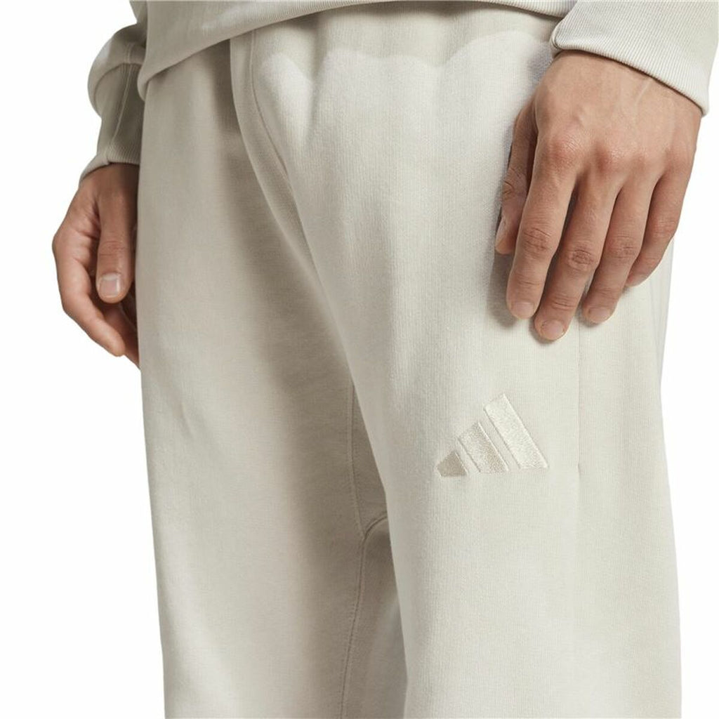 Pantalones deportivos largos Adidas All Szn French Terry Regular Tapered Blanco Beige para hombre-4