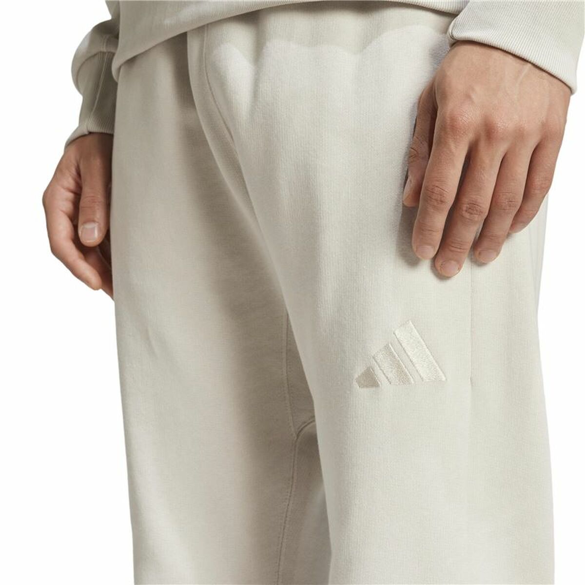 Pantalones deportivos largos Adidas All Szn French Terry Regular Tapered Blanco Beige para hombre-4