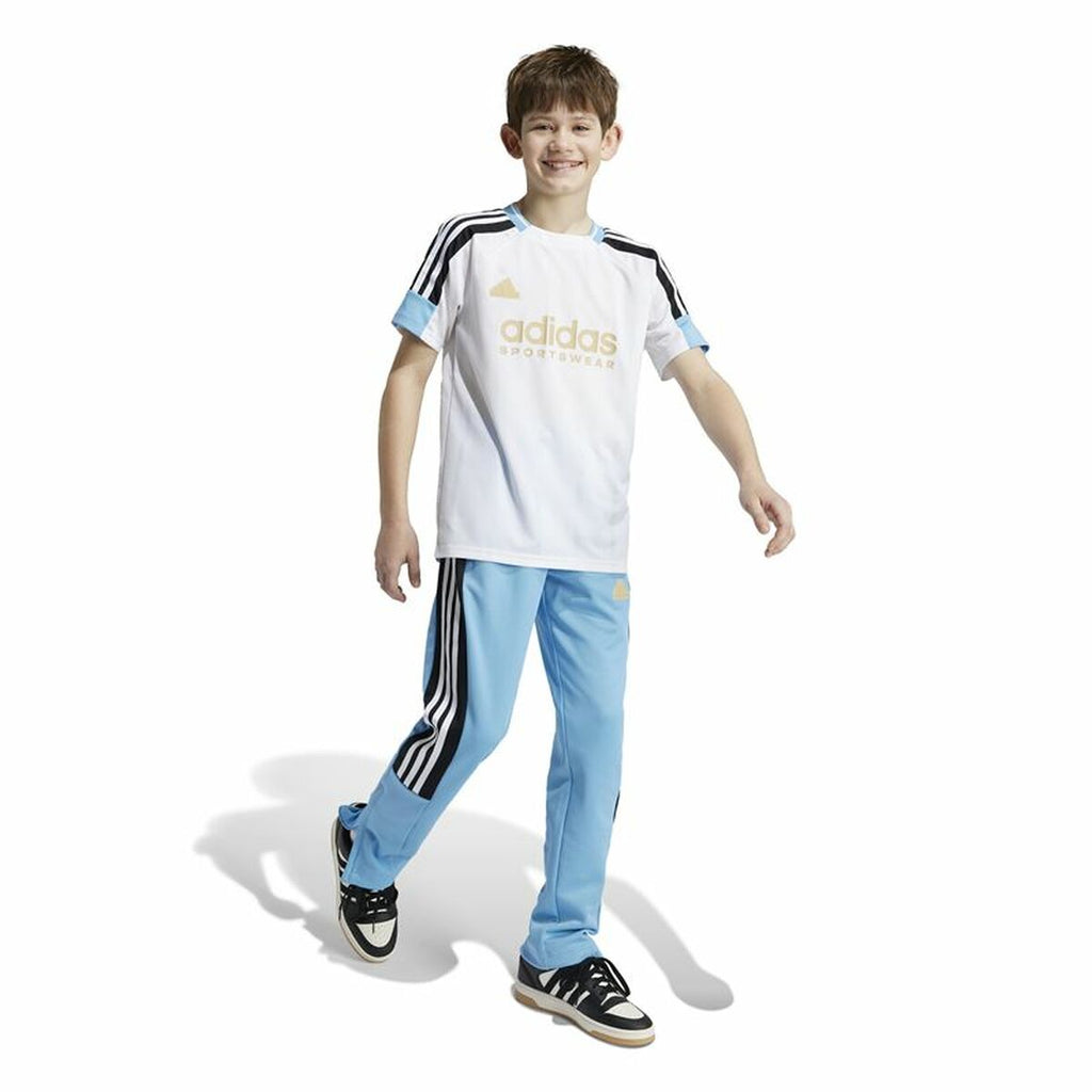 Camiseta infantil de manga corta Adidas Nations blanca-8