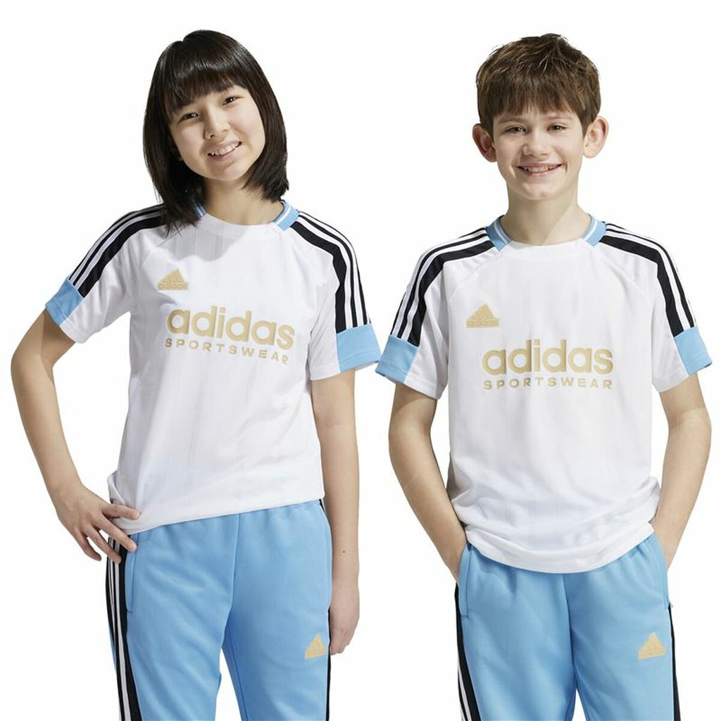 Camiseta infantil de manga corta Adidas Nations blanca-7