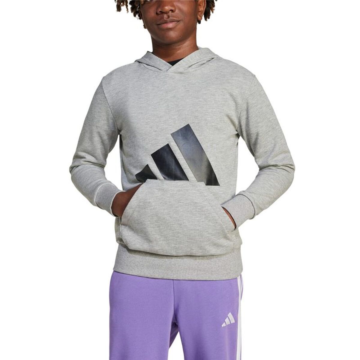 Sudadera con capucha para niña Adidas Big Logo French Terry Hd Gris claro-8