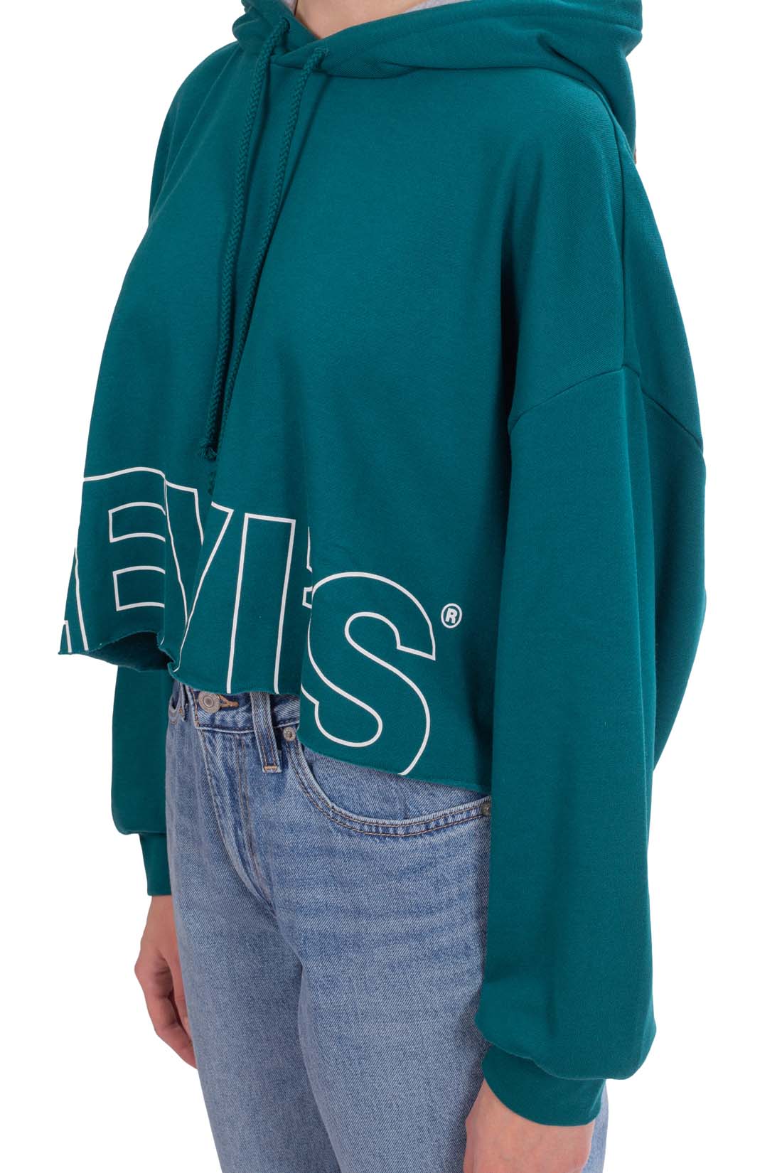 LEVIS - Felpa donna crop oversize con cappuccio-0