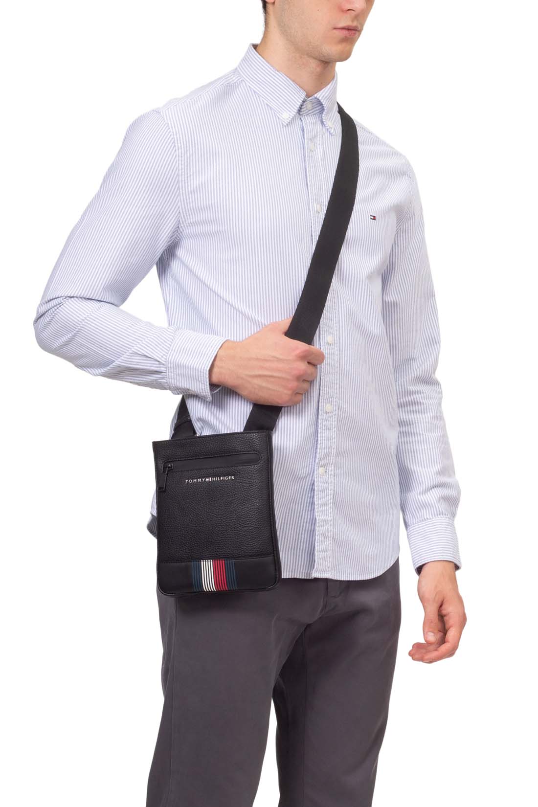 TOMMY HILFIGER - Men's shoulder bag with logo details-3