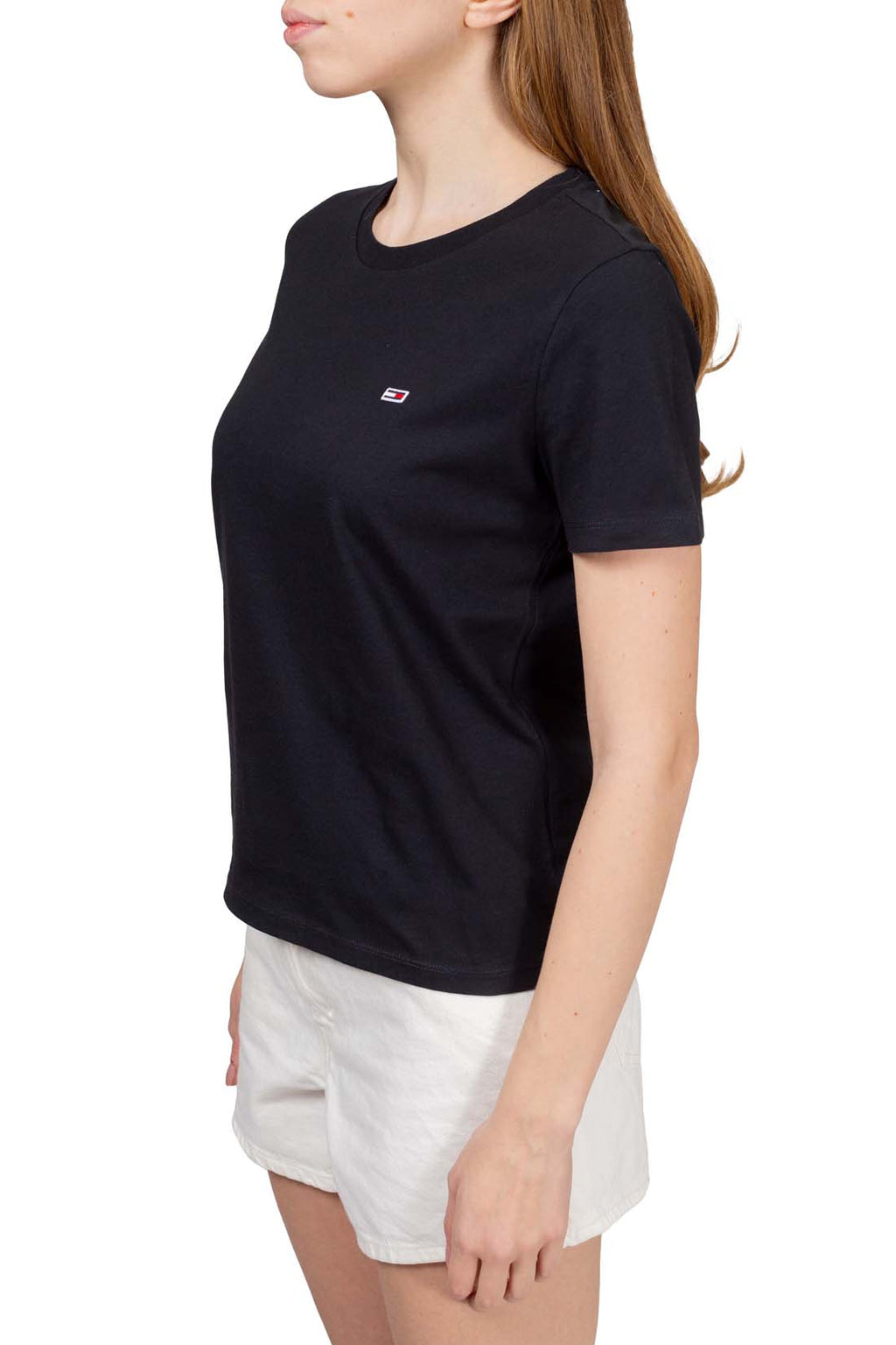 TOMMY JEANS - Women's regular T-shirt with flag embroidery  - Size M-19