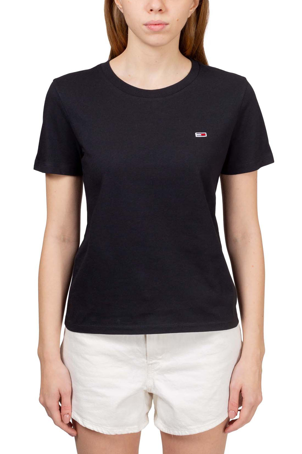 TOMMY JEANS - Women's regular T-shirt with flag embroidery  - Size M-17