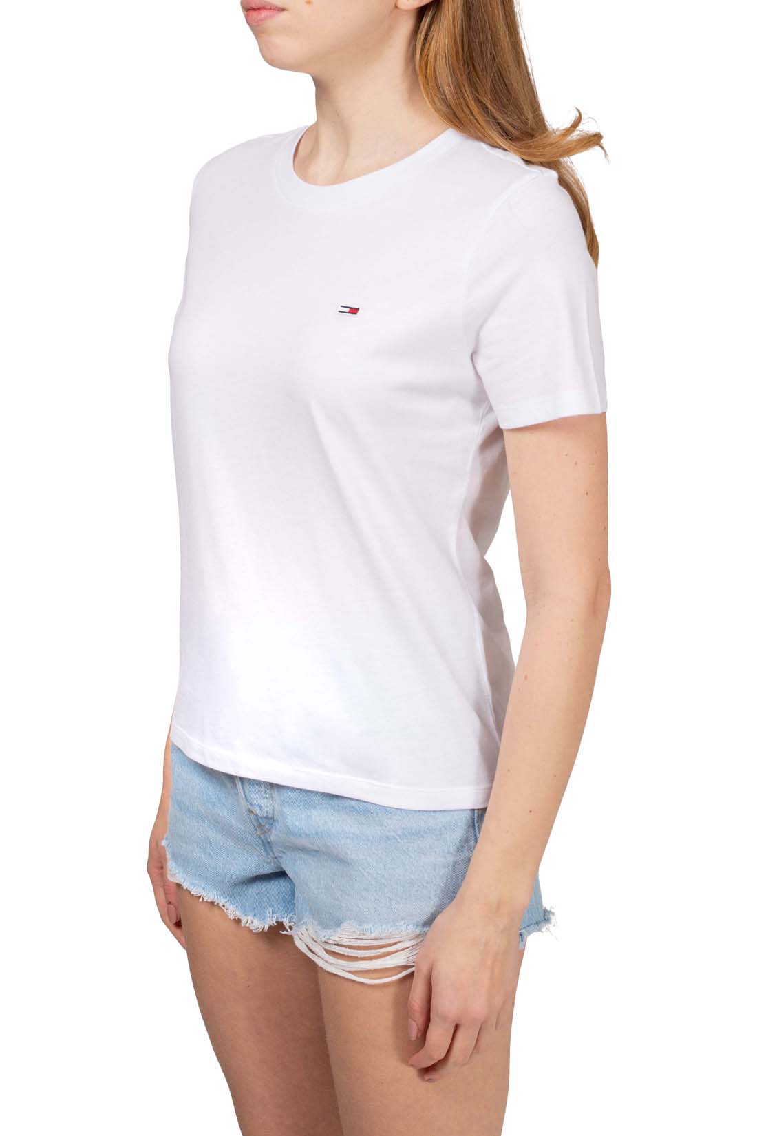 TOMMY JEANS - Women's regular T-shirt with flag embroidery  - Size M-23