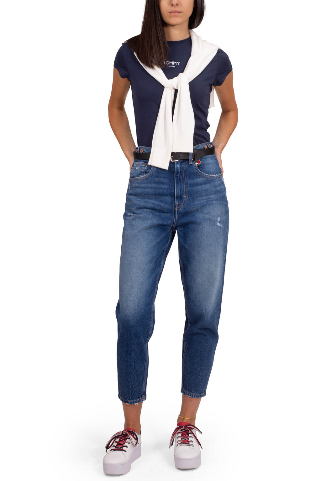 TOMMY JEANS - Women's slim T-shirt with frontal logo  - Size XL-3