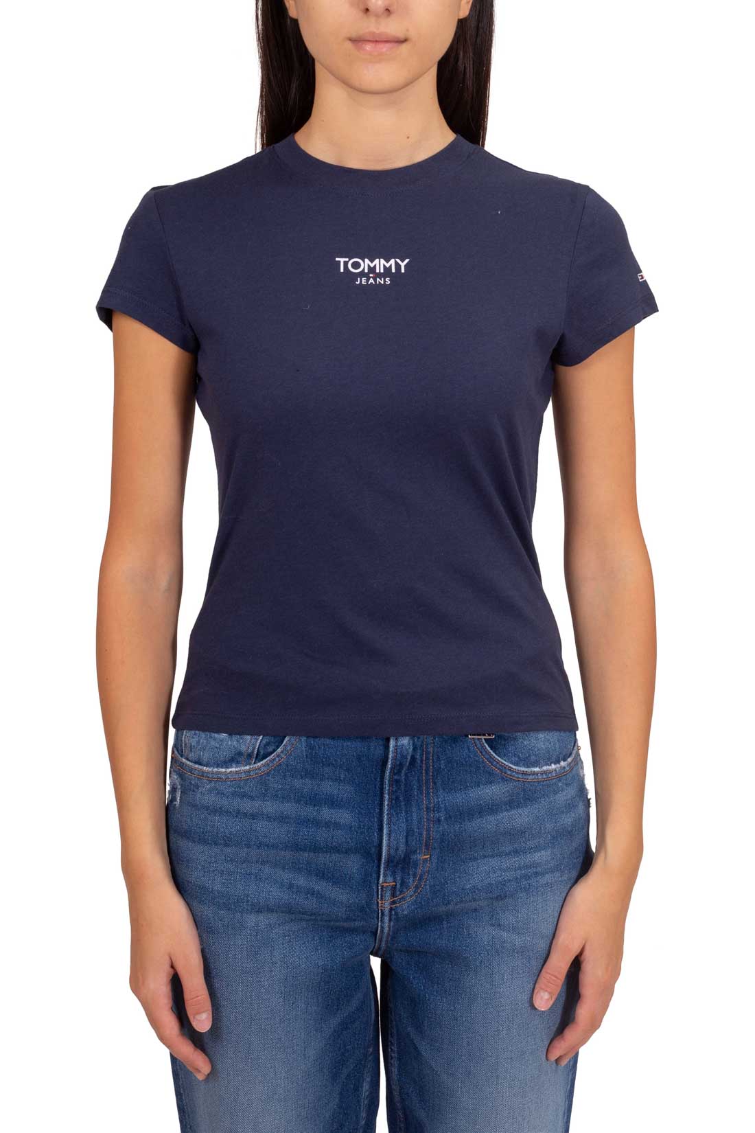 TOMMY JEANS - Women's slim T-shirt with frontal logo  - Size XL-9