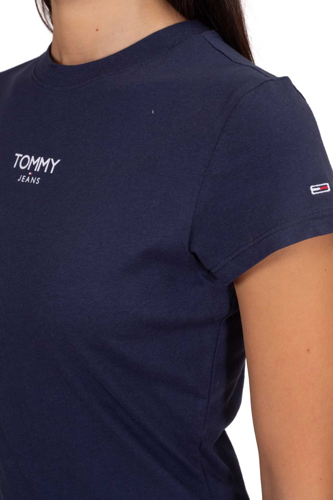 TOMMY JEANS - Women's slim T-shirt with frontal logo  - Size XL-0