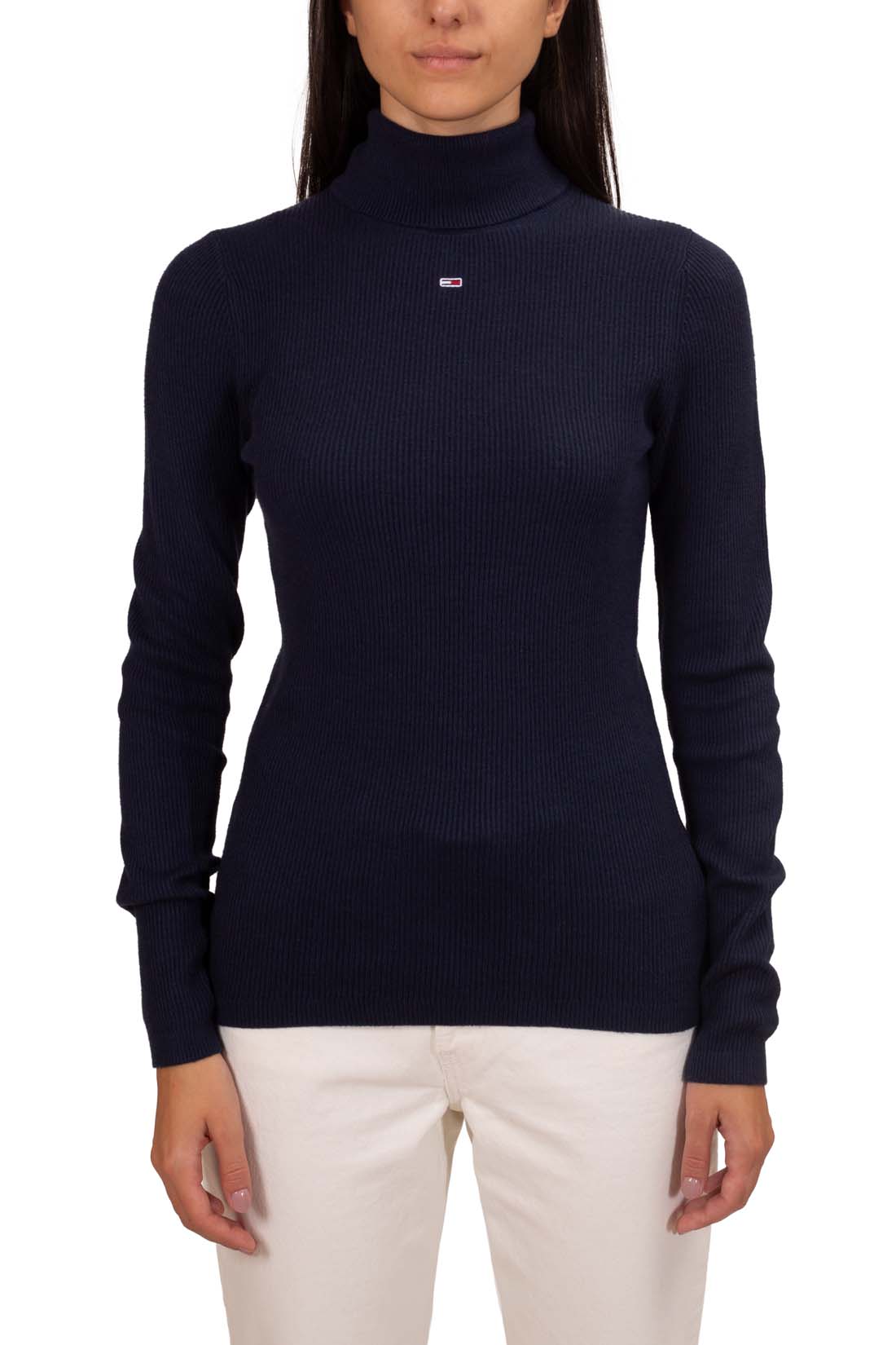TOMMY JEANS - Women's slim ribbed turtleneck sweater  - Size L-25
