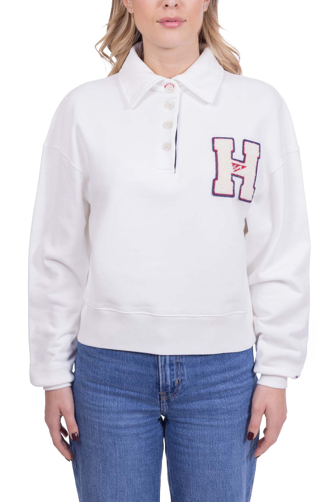 TOMMY JEANS - Women's summer polo sweatshirt with bouclé logo-7