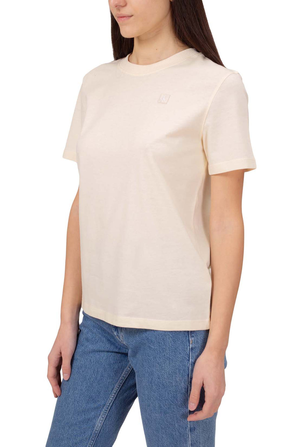 CALVIN KLEIN JEANS - Women's regular T-shirt with monogram patch  - Size L-19