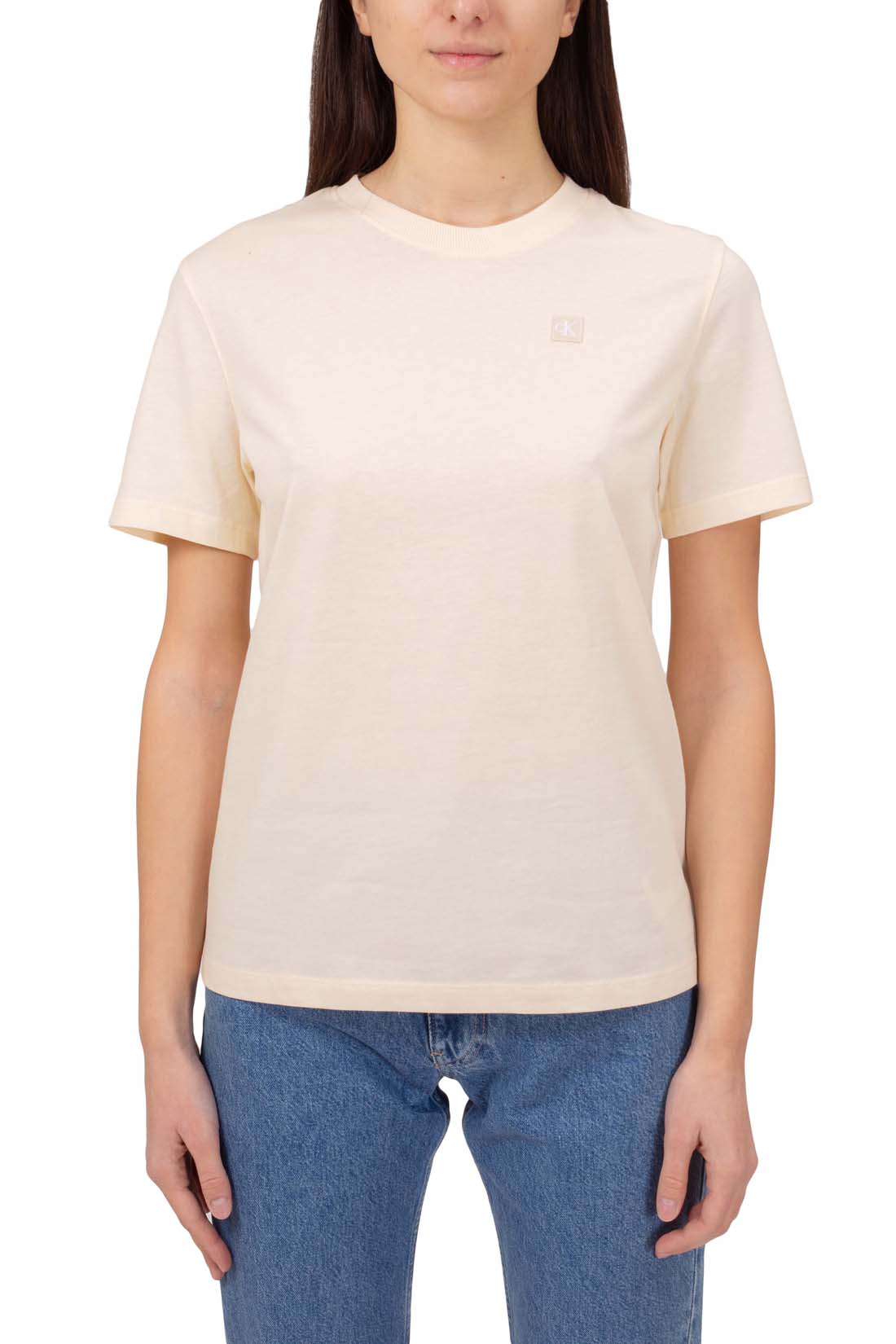 CALVIN KLEIN JEANS - Women's regular T-shirt with monogram patch  - Size L-21