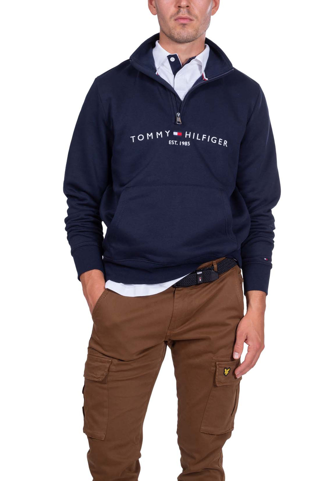TOMMY HILFIGER - Men's relaxed sweatshirt with half zip  - Size XXL-3