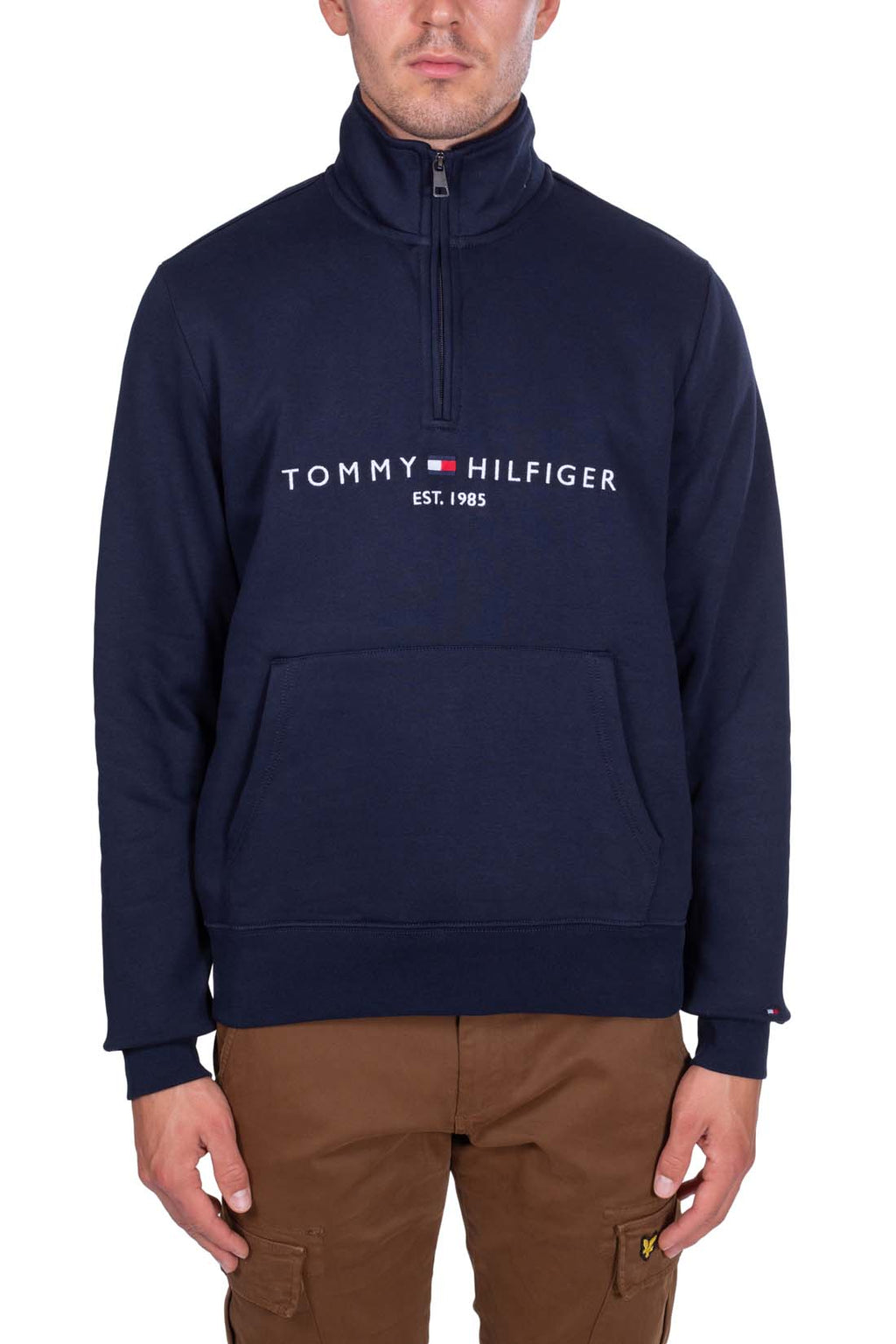 TOMMY HILFIGER - Men's relaxed sweatshirt with half zip  - Size XXL-1