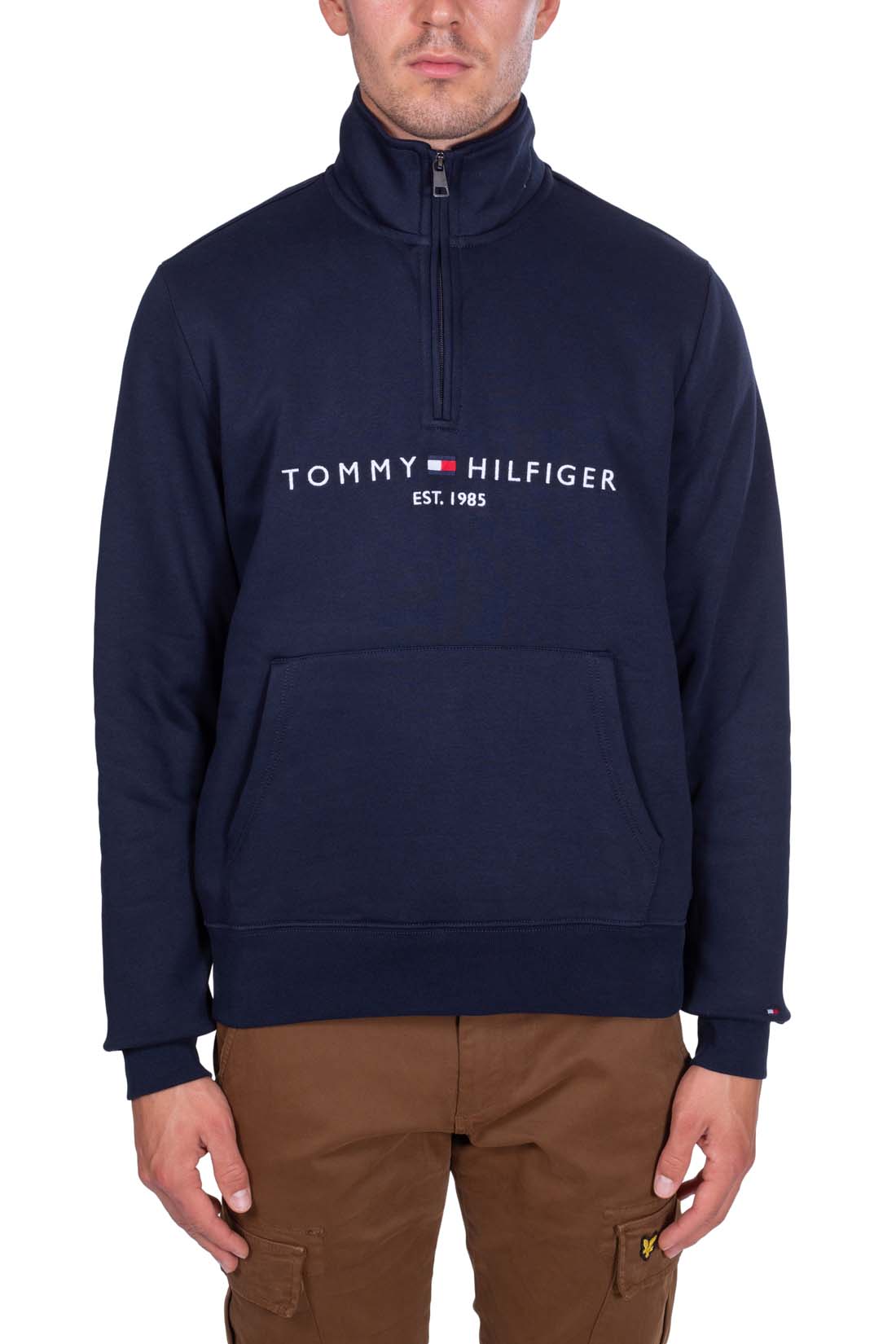 TOMMY HILFIGER - Men's relaxed sweatshirt with half zip  - Size XXL-1