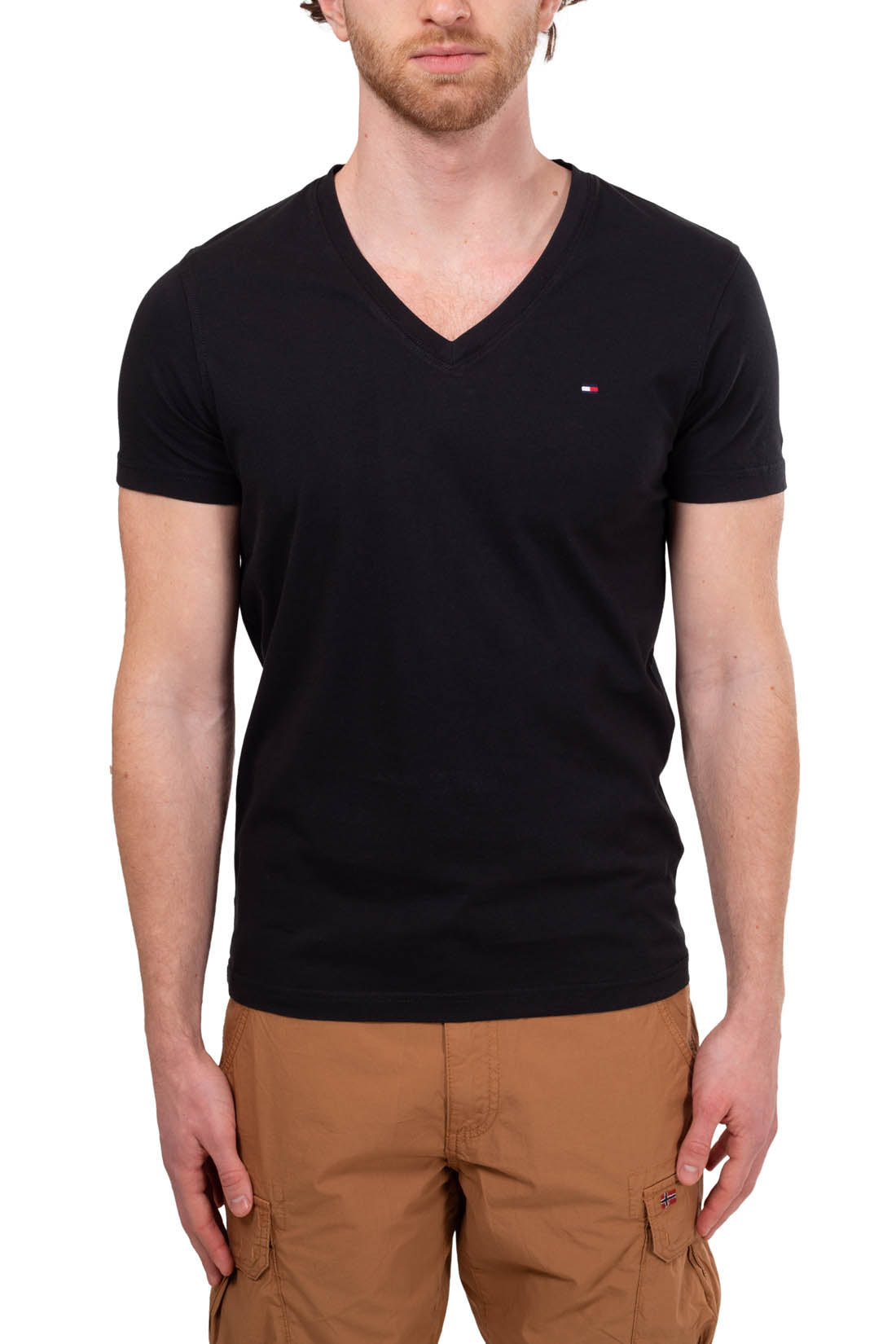 TOMMY HILFIGER - Men's basic V-neck T-shirt - Size L-1