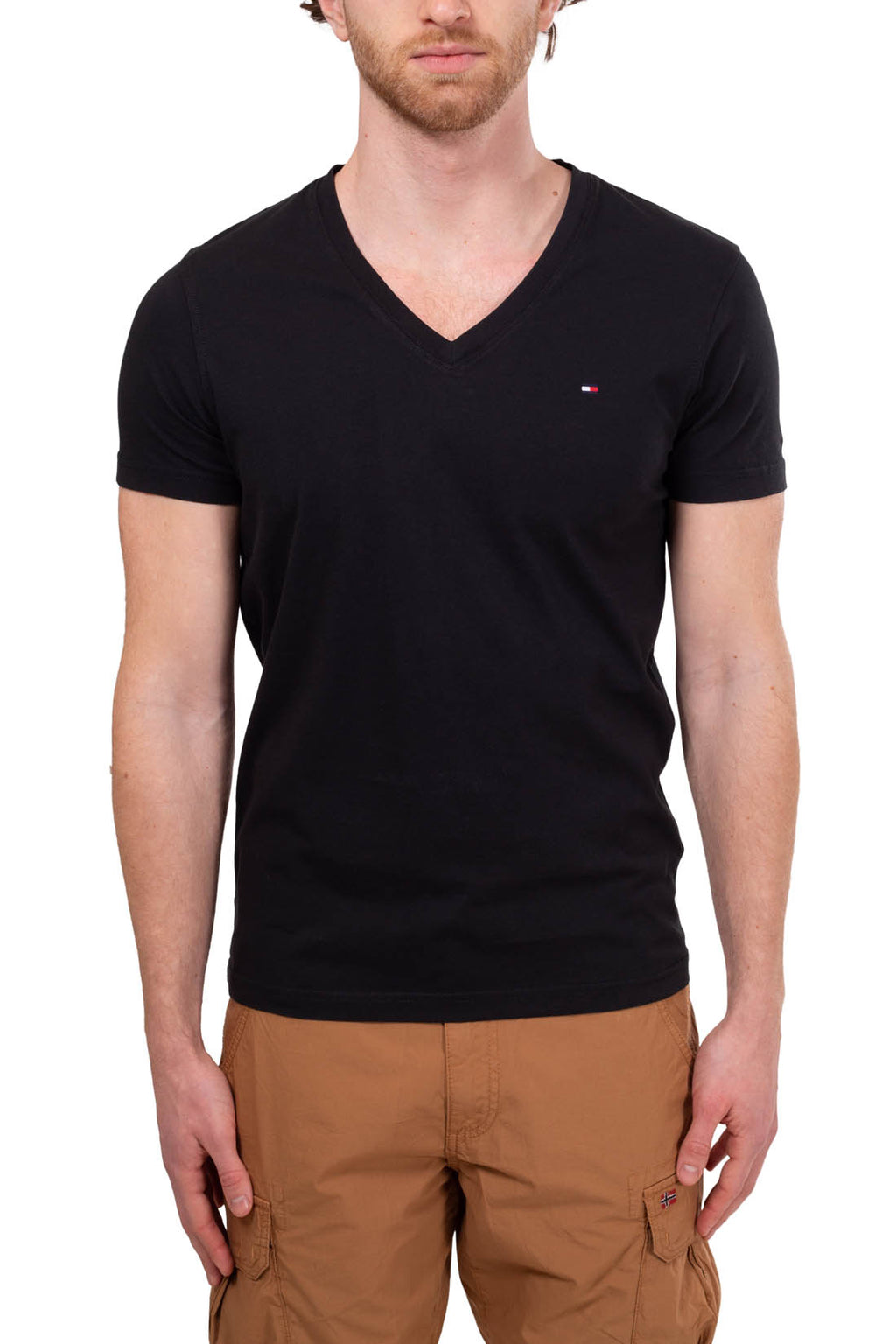 TOMMY HILFIGER - Men's basic V-neck T-shirt - Size L-10