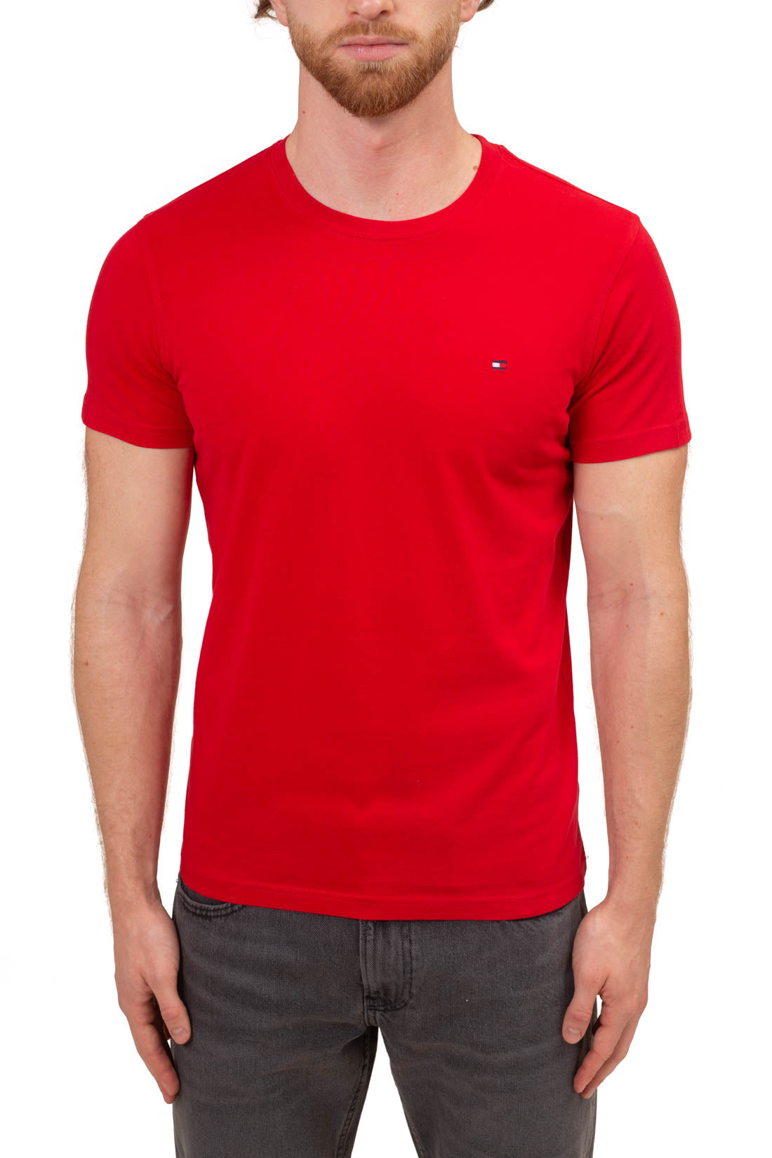 TOMMY HILFIGER - Men's basic T-shirt with flag  - Size XXL-19