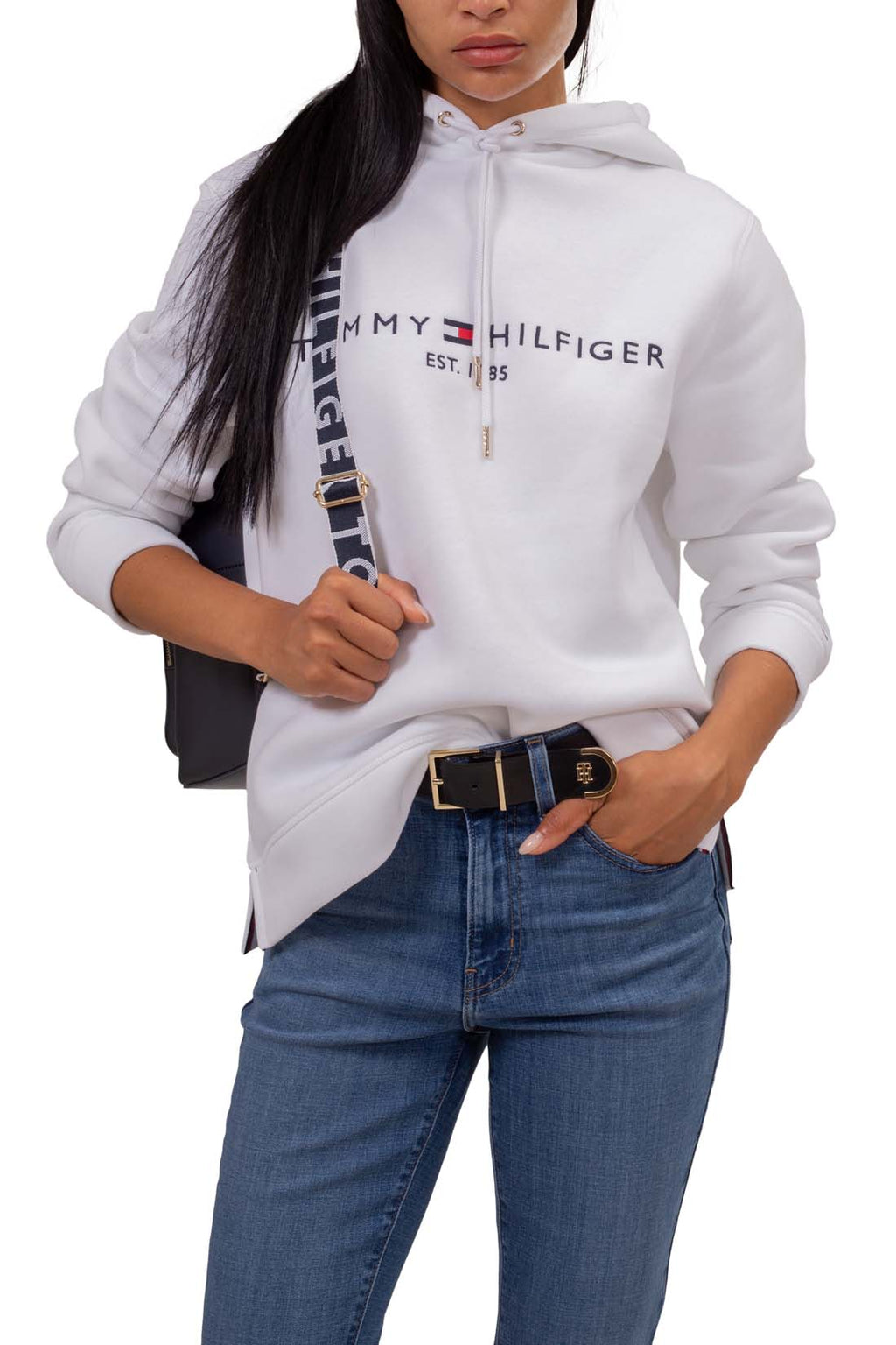 TOMMY HILFIGER - Women's winter hoodie with linear logo  - Size XL-19