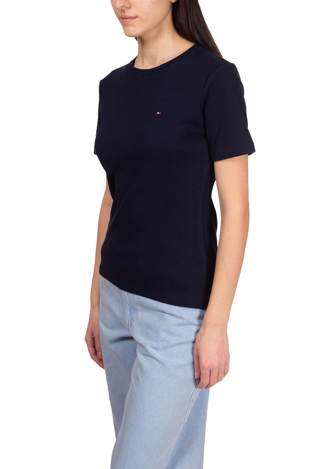 TOMMY HILFIGER - Women's slim logo T-shirt  - Size L-7