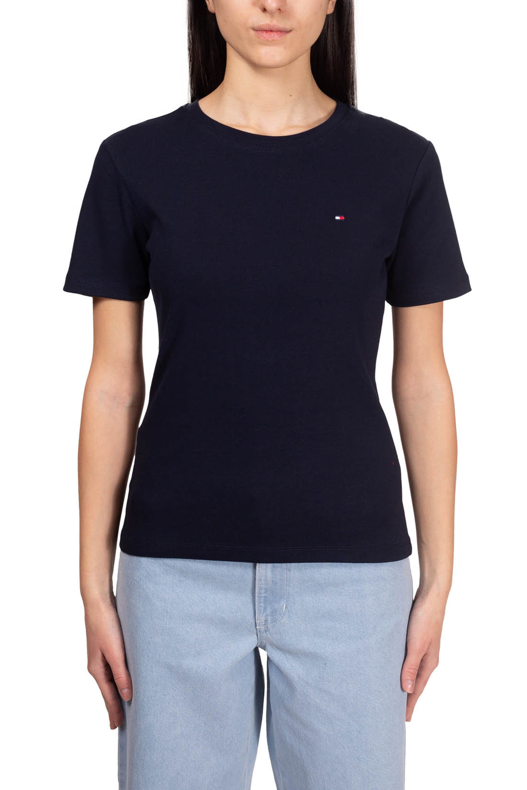 TOMMY HILFIGER - Women's slim logo T-shirt  - Size L-1